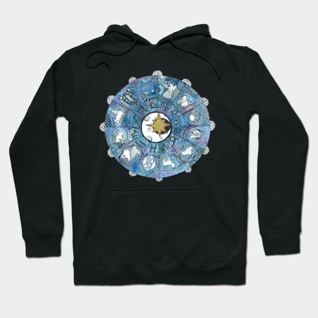 Watercolor Zentangle Zodiac Chart Hoodie by ally1021